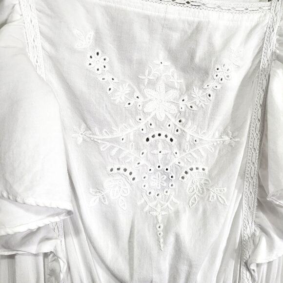 Old Navy Mini Dress Womens Medium White Casual Summer Sundress Girly Ruf… - Picture 5 of 13